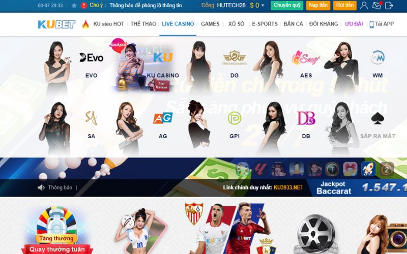 Các sảnh cược nổi bật tại Kubet77