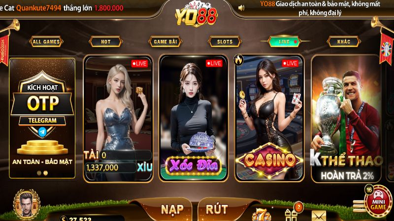 Sảnh game Yo88 uy tín hàng đầu hiện nay