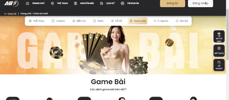 AB77 – Nhà Cái Cá Cược Slot, Game Bài, Bắn Cá Đỉnh Cao