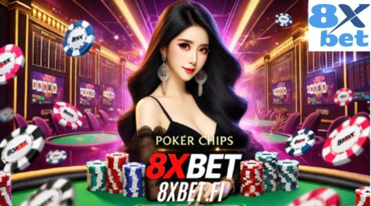 A person in a black dress with a poker table and chips Description automatically generated