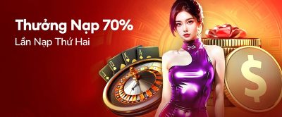 Thưởng nạp 70% lần hai tại HDBET